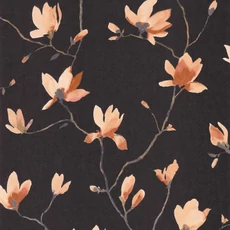 Kép 1/3 - Casadeco Magnóliás fekete vlies tapéta Florescence Suzhou Orange Crepuscule 53 cm X 10 m