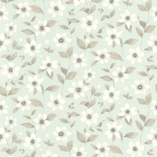 Kép 1/3 - Casadeco Romantikus virág mintás világoskék vlies tapéta Clematites Bleu Grise 53 cm X 10 m