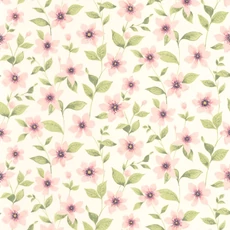 Kép 1/3 - Casadeco Romantikus virág mintás rózsaszín vlies tapéta Clematites Rose Anglais 53 cm X 10 m