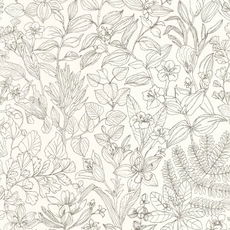 Kép 1/3 - Casadeco Botanikai mintás modern fekete-fehér vlies tapéta Esquisse Noir Gravure 53 cm X 10 m
