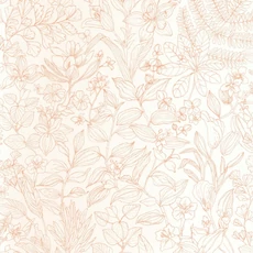 Kép 1/3 - Casadeco Botanikai mintás modern korall-bézs vlies tapéta Esquisse Corail 53 cm X 10 m