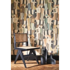 Kép 3/3 - Casadeco Divatos zöld-fekete vlies tapéta elegáns női mintával Fashion Week Multico Fond Noir 53 cm X 10 m