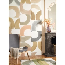 Kép 3/3 - Casadeco Modern bézs vlies tapéta absztrakt mintával Not a Circle Multico 53 cm X 10 m