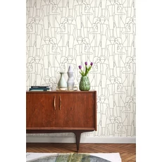 Kép 3/3 - Casadeco Fehér-fekete modern mintás vlies tapéta Model Noire Gravure 53 cm X 10 m