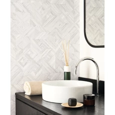 Kép 3/3 - Casadeco Geometriai mintás 3D hatású fehér vinyl tapéta Paille Blanc Coton 53 cm X 10 m