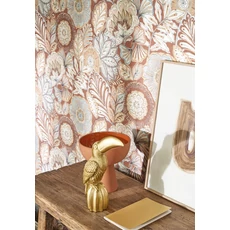 Kép 3/3 - Casadeco Szövethatású virág mintás terrakotta vinyl tapéta Batik Terracotta 53 cm X 10 m