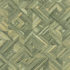 Kép 1/3 - Casadeco Geometriai mintás 3D hatású sárgás zöld vinyl tapéta Paille Vert Sauge 53 cm X 10 m