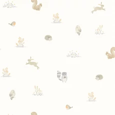 Kép 1/3 - Casadeco Apró állatos natúr színösszeállítású vlies tapéta Companions Of The Forest Naturel 53 cm X 10 m
