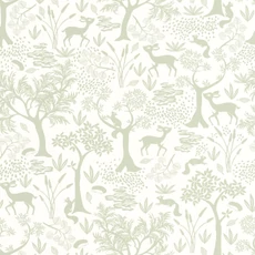 Kép 1/3 - Casadeco Erdő mintás pasztell zöld vlies tapéta Poetic Forest Vert Amande 53 cm X 10 m