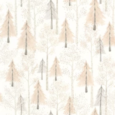 Kép 1/3 - Casadeco Fenyő mintás modern bézs vlies tapéta Walk In The Forest Beige Nude 53 cm X 10 m