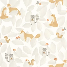 Kép 1/3 - Casadeco Erdei állatos modern szürke vlies tapéta Woodland Friends Gris Duvet 53 cm X 10 m