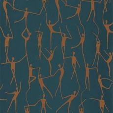 Kép 1/3 - Casadeco Modern sötétzöld vlies tapéta táncosokkal Alberto Cuivre 53 cm X 10 m