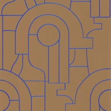 Kép 1/3 - Casadeco Absztrakt mintás elegáns kék-aranysárga vlies tapéta Arty Bleu Indigo 53 cm X 10 m