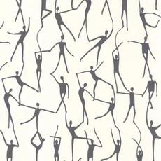 Kép 1/3 - Casadeco Modern fehér-fekete vlies tapéta táncosokkal Alberto Noir Gravure 53 cm X 10 m