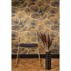 Kép 2/3 - Casadeco Legyezős elegáns arany színű vlies tapéta Cabaret Jaune Mordore 53 cm X 10 m