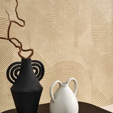 Kép 3/3 - Casadeco 3D hatású modern vonalmintás barna vlies tapéta Jardin Des Pierres Noisette 53 cm X 10 m