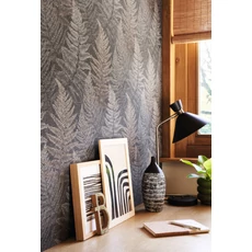 Kép 3/3 - Casadeco Páfrány mintás sötétbarna vinyl tapéta Yosemite Noir Reglisse 53 cm X 10 m