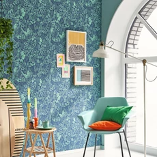 Kép 3/3 - Casadeco Egzotikus levélmintás kék-zöld vinyl tapéta Napa Valley Indigo/Menthe 53 cm X 10 m