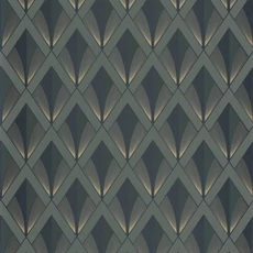 Kép 1/3 - Casadeco Art deco elegáns arany-keki zöld vlies tapéta Chrysler Vert Kaki 53 cm X 10 m