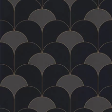 Kép 1/3 - Casadeco Elegáns Art deco fekete vlies tapéta Theatre Noir Reglisse 53 cm X 10 m