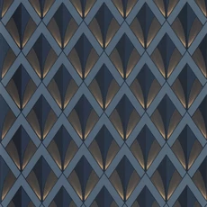 Kép 1/3 - Casadeco Art deco elegáns arany-kék vlies tapéta Chrysler Bleu Orage 53 cm X 10 m