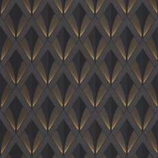 Kép 1/3 - Casadeco Art deco elegáns arany-fekete vlies tapéta Chrysler Noir Reglisse 53 cm X 10 m