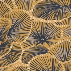 Kép 1/3 - Casadeco Legyezős elegáns arany színű vlies tapéta Cabaret Jaune Mordore 53 cm X 10 m