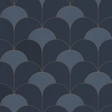 Kép 1/3 - Casadeco Elegáns Art deco kék vlies tapéta Theatre Bleu Orage 53 cm X 10 m