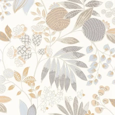 Kép 1/3 - Casadeco Vidám botanikai mintás natúr szín összeállítású vinyl tapéta Palm Springs Naturel 53 cm X 10 m