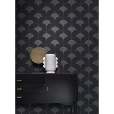Kép 3/3 - Casadeco Elegáns Art deco fekete vlies tapéta Theatre Noir Reglisse 53 cm X 10 m