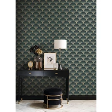 Kép 3/3 - Casadeco Elegáns art deco zöld-arany vlies tapéta Broadway Vert Canopee 53 cm X 10 m
