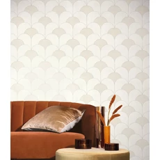 Kép 3/3 - Casadeco Elegáns Art deco arany-fehér vlies tapéta Theatre Blanc Neige 53 cm X 10 m