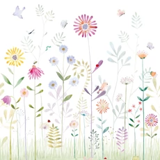 Kép 1/2 - Casadeco Kerti virágos színes vlies poszter tapéta The Garden Small World With Frog Bouquet 200 cm X 3,1 m