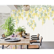 Kép 2/2 - Casadeco Mimóza virág mintás mediterrán vlies poszter tapéta Mimosa Bouton D'or 200 cm x 2,5 m