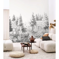 Kép 2/2 - Casadeco Fekete-fehér romantikus vlies poszter tapéta Parc A La Francaise Noir Fusain 300 cm X 3,1 m