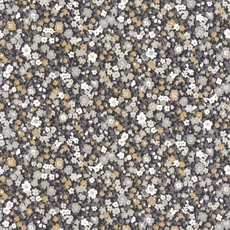 Kép 1/3 - Casadeco Apró virág mintás romantikus fekete-barna vlies tapéta Pansy Noir/Camel 53 cm X 10 m