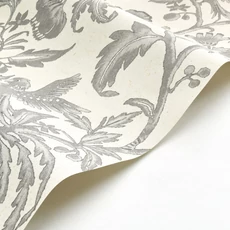 Kép 2/3 - Casadeco Indamintás fekete-drapp vinyl tapéta papagájokkal Etourneau Noir Gravure 53 cm X 10 m