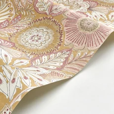 Kép 2/3 - Casadeco Szövethatású virág mintás sárga vinyl tapéta Batik Jaune Safran 53 cm X 10 m