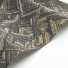 Kép 2/3 - Casadeco Geometriai mintás 3D hatású fekete vinyl tapéta Paille Noir Reglisse 53 cm X 10 m