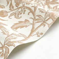 Kép 2/3 - Casadeco Indamintás barna vinyl tapéta papagájokkal Etourneau Beige Cognac 53 cm X 10 m