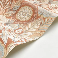Kép 2/3 - Casadeco Szövethatású virág mintás terrakotta vinyl tapéta Batik Terracotta 53 cm X 10 m