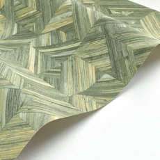 Kép 2/3 - Casadeco Geometriai mintás 3D hatású sárgás zöld vinyl tapéta Paille Vert Sauge 53 cm X 10 m