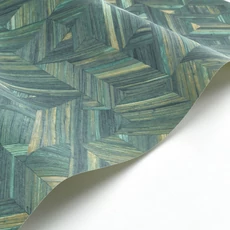 Kép 2/3 - Casadeco Geometriai mintás 3D hatású zöld vinyl tapéta Paille Vert Canopee 53 cm X 10 m