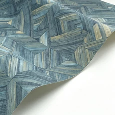 Kép 2/3 - Casadeco Geometriai mintás 3D hatású kék vinyl tapéta Paille Bleu Indigo 53 cm X 10 m