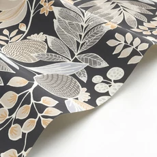 Kép 2/3 - Casadeco Vidám botanikai mintás fekete vinyl tapéta Palm Springs Noir Reglisse 53 cm X 10 m