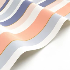 Kép 2/3 - Casadeco Modern csíkos kék-sárga vinyl tapéta Venice Beach Indigo/Péche 53 cm X 10 m