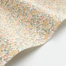 Kép 2/3 - Casadeco Apró virág mintás romantikus zölds-sárga vlies tapéta Pansy Kaki/Corail/Jaune 53 cm X 10 m