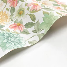 Kép 2/3 - Casadeco Nagy virág mintás kék-zöld vlies tapéta Dahlia Bouquet Fond Blanc 53 cm X 10 m