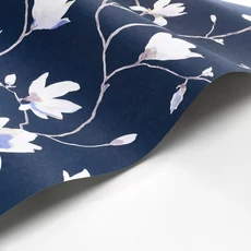 Kép 2/3 - Casadeco Magnóliás sötétkék vlies tapéta Florescence Suzhou Bleu 53 cm X 10 m