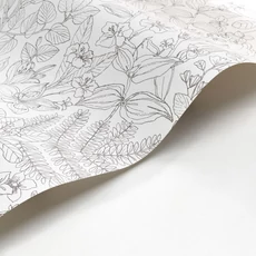 Kép 2/3 - Casadeco Botanikai mintás modern fekete-fehér vlies tapéta Esquisse Noir Gravure 53 cm X 10 m